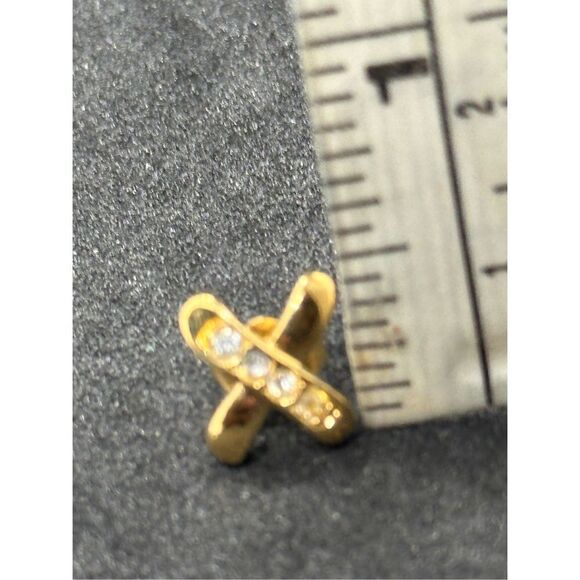 Stunning Vintage RARE Gold Tone Cross Diamond Stud Earrings by Avon some wear Go - Picture 4 of 7